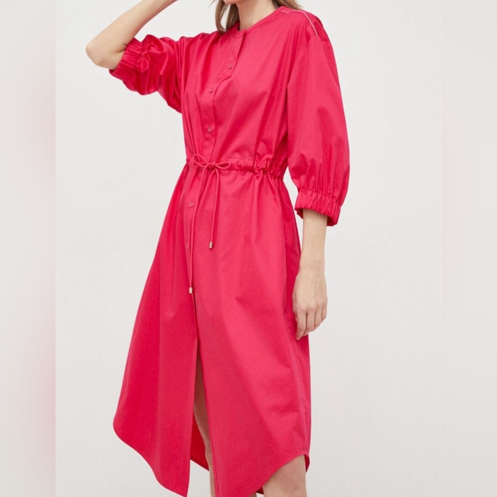 🆕💖Max Mara Leisure Antique ROSE Leisure Sheree Drawstring Midi-Dress Cotton 8
